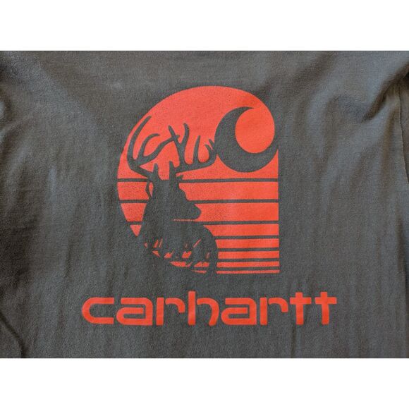 Boy's Carhartt Long Sleeve Pocket T-Shirt Olive Size L (14/16) - Picture 5 of 6